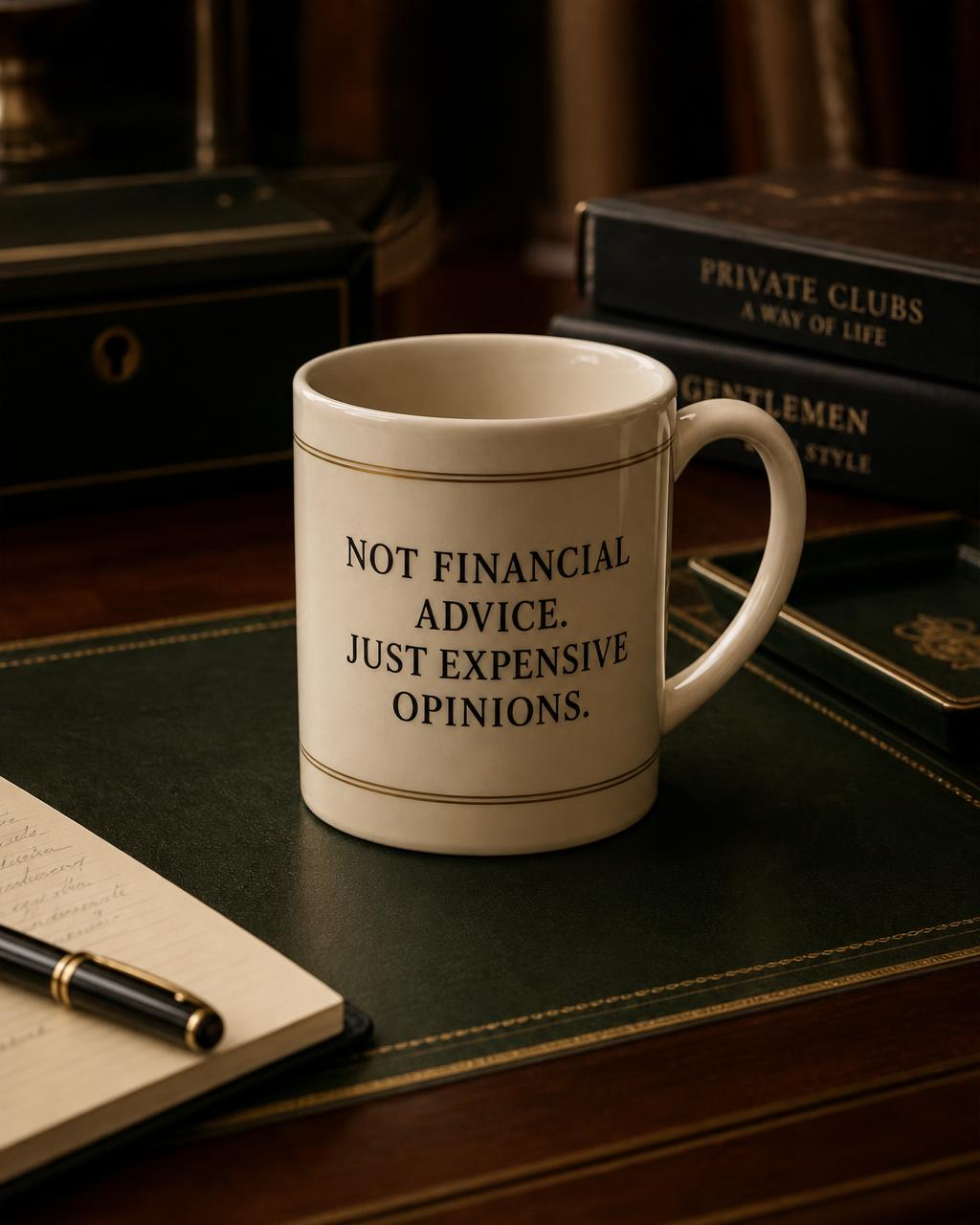 Expensive Opinions Mug — Cream / brass rim