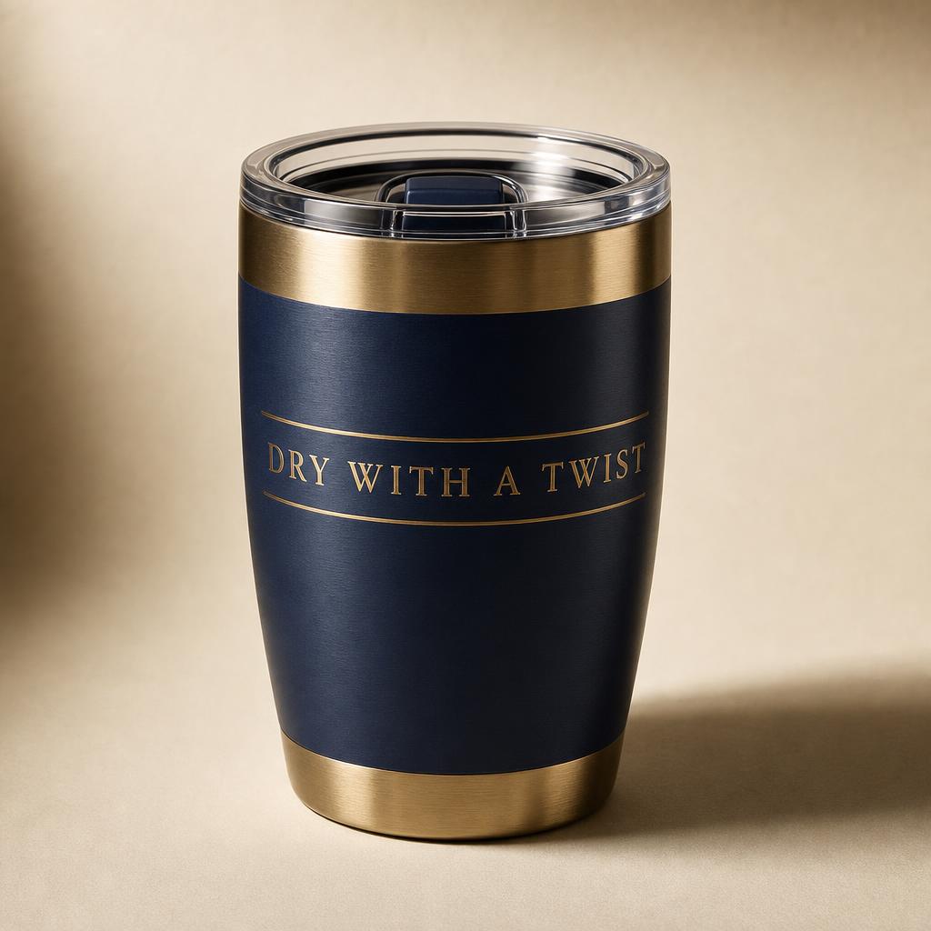Dry With A Twist Tumbler — Brushed brass / navy